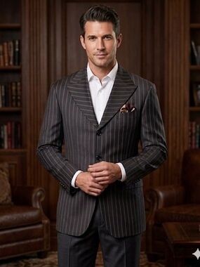 Mantoni Suit Mens 46 L Black Super 140s Virgin Wool Jacket & Vest Set 46L